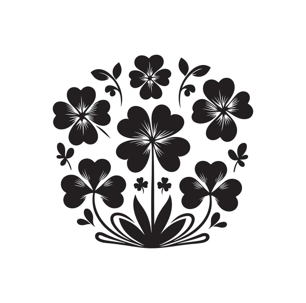 Four leaf clover icon illustration Black icon isolated on white background silhouette vector