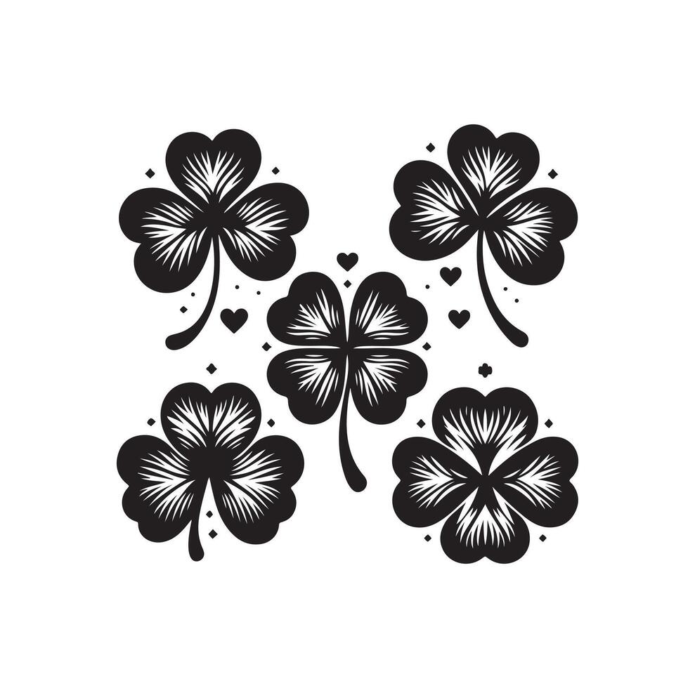 Four leaf clover icon illustration Black icon isolated on white background silhouette vector