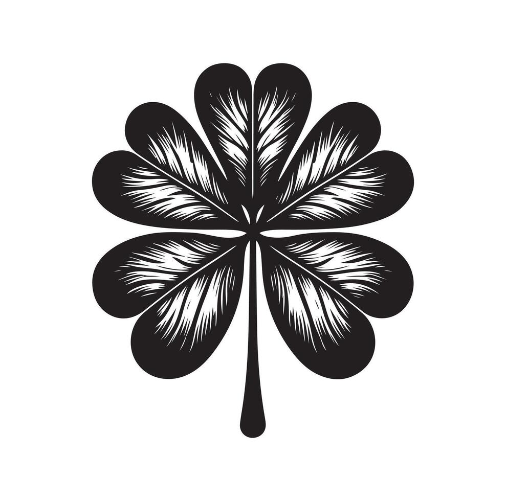 Four leaf clover icon illustration Black icon isolated on white background silhouette vector