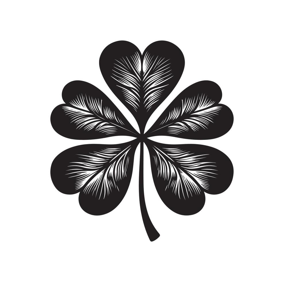 Four leaf clover icon illustration Black icon isolated on white background silhouette vector