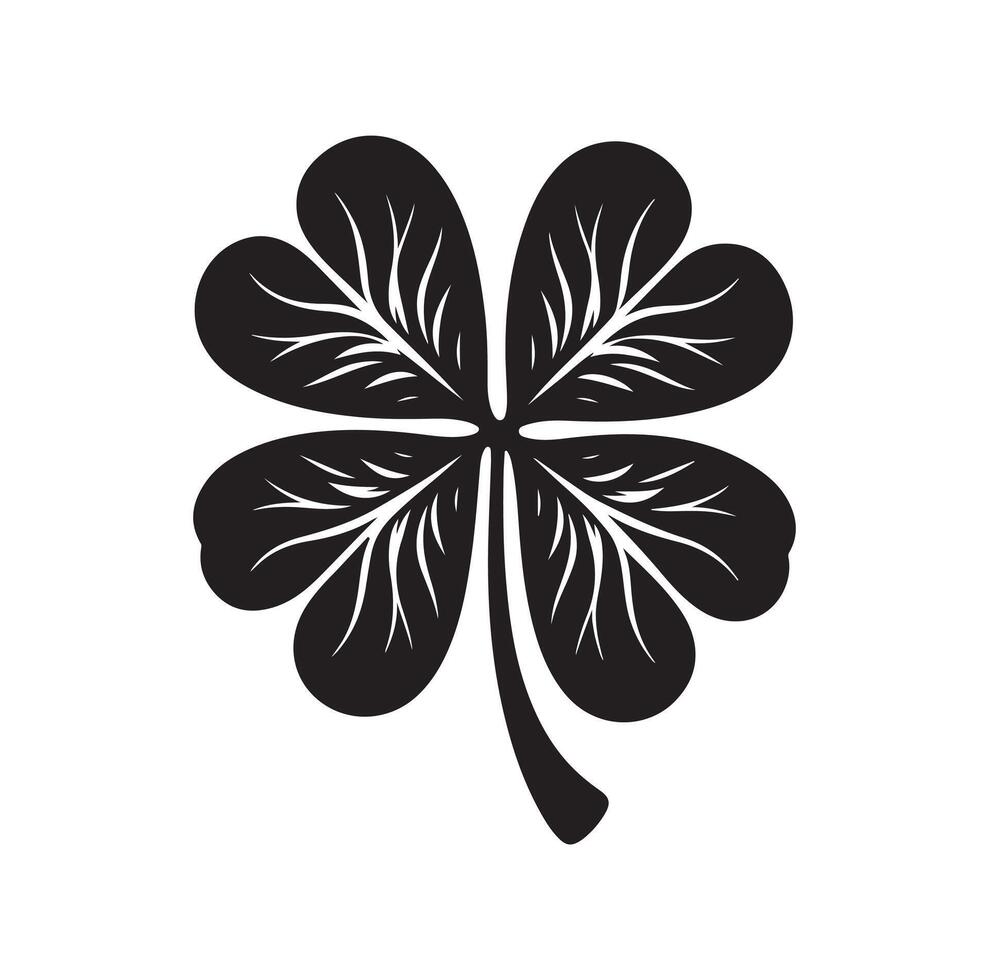 Four leaf clover icon illustration Black icon isolated on white background silhouette vector