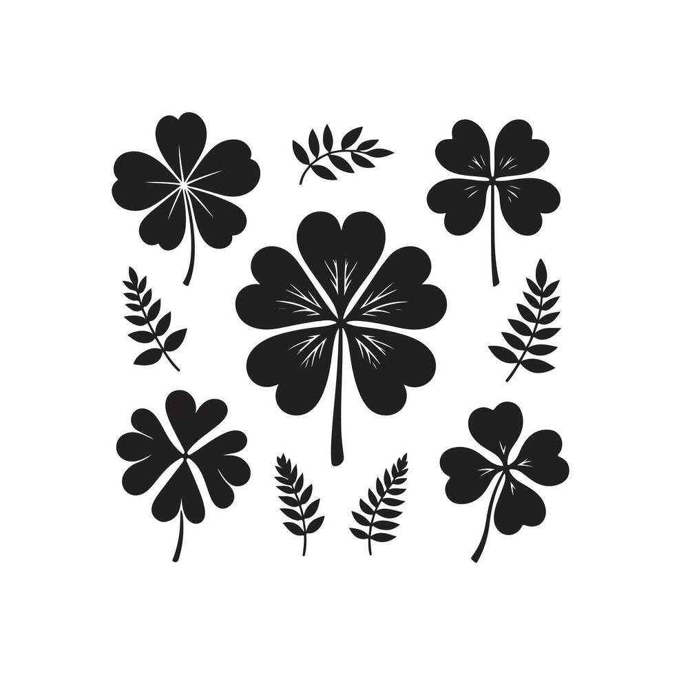 Four leaf clover icon illustration Black icon isolated on white background silhouette vector