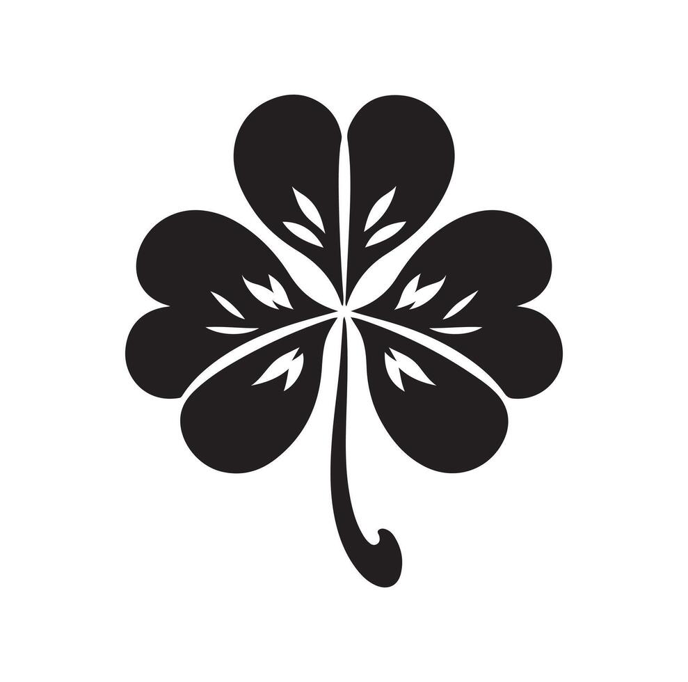 Four leaf clover icon illustration Black icon isolated on white background silhouette vector