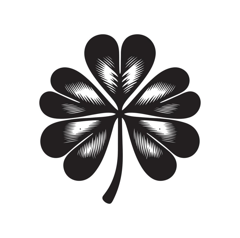 Four leaf clover icon illustration Black icon isolated on white background silhouette vector