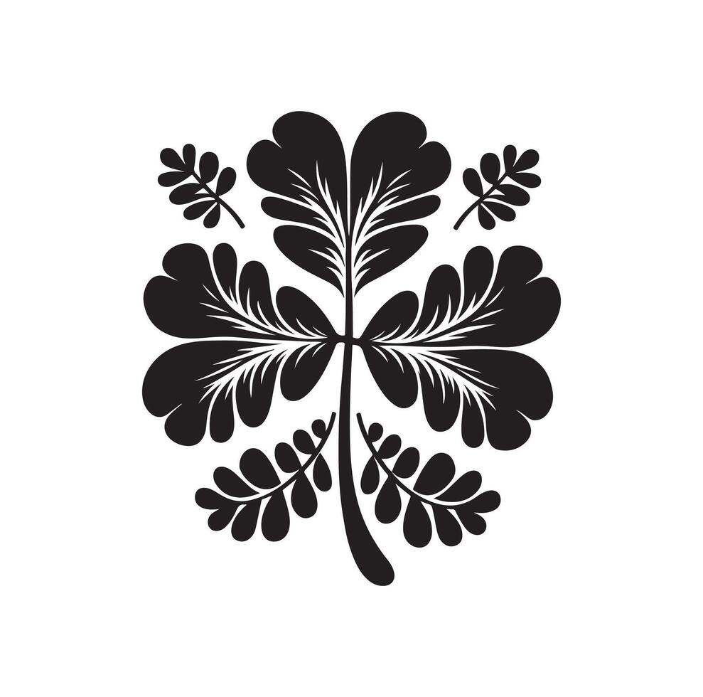 Four leaf clover icon illustration Black icon isolated on white background silhouette vector