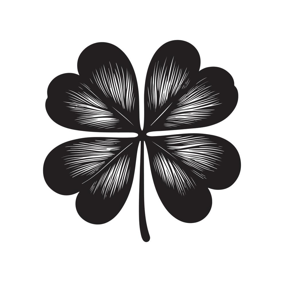 Four leaf clover icon illustration Black icon isolated on white background silhouette vector