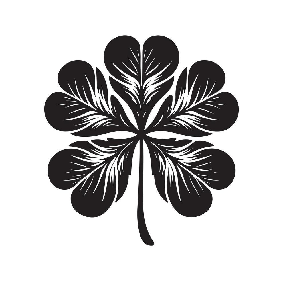 Four leaf clover icon illustration Black icon isolated on white background silhouette vector