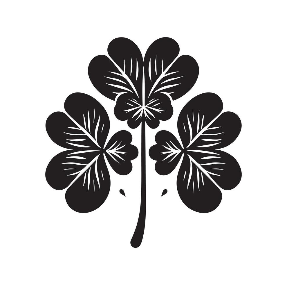 Four leaf clover icon illustration Black icon isolated on white background silhouette vector