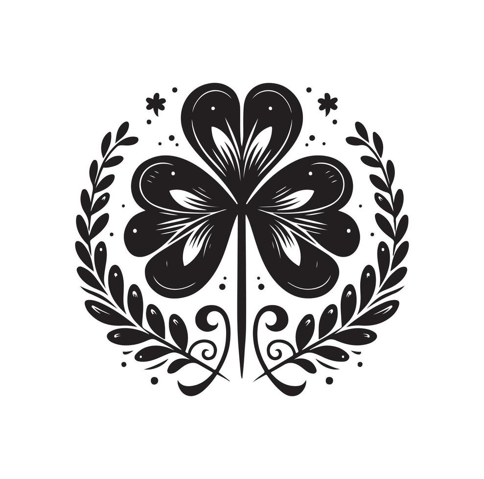 Four leaf clover icon illustration Black icon isolated on white background silhouette vector