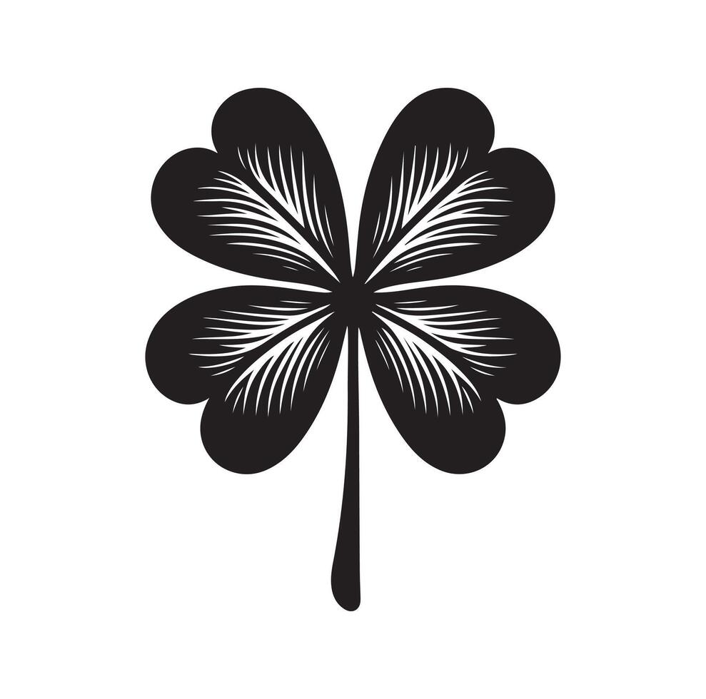 Four leaf clover icon illustration Black icon isolated on white background silhouette vector