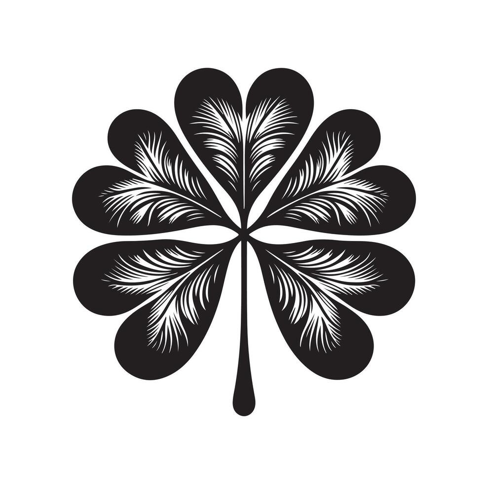 Four leaf clover icon illustration Black icon isolated on white background silhouette vector