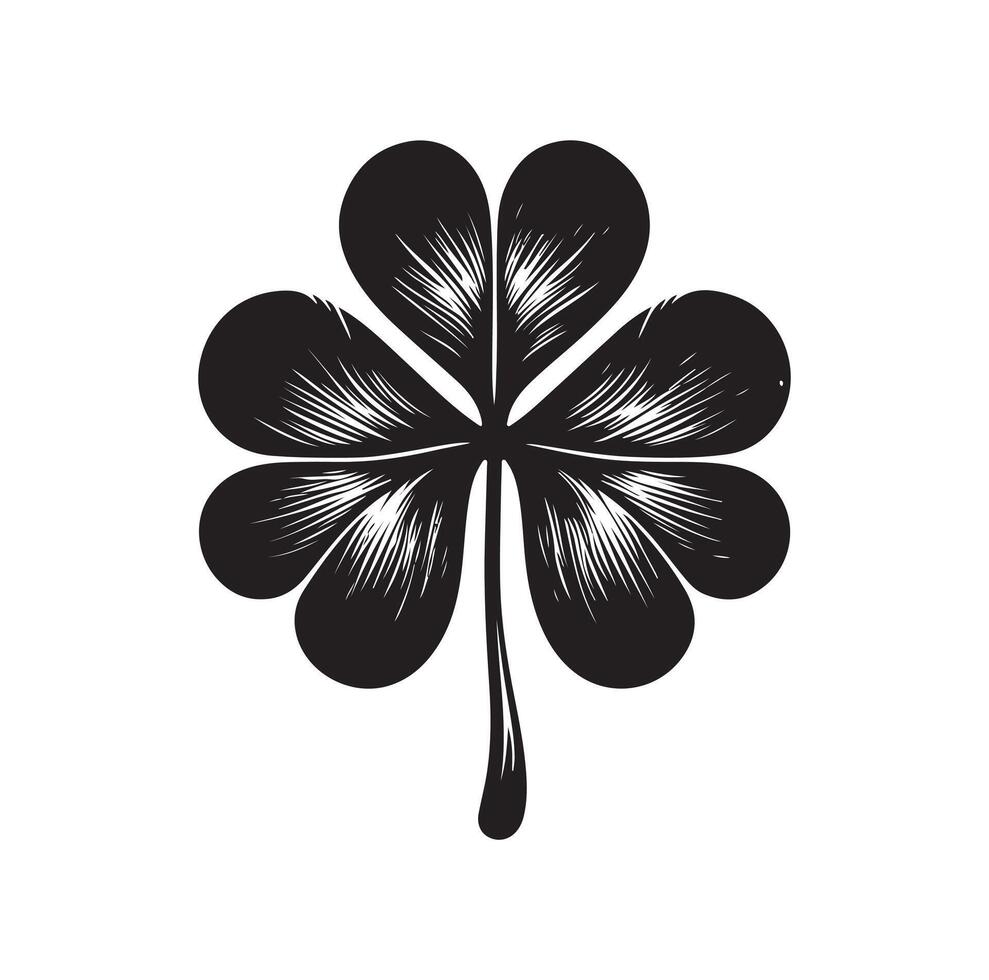 Four leaf clover icon illustration Black icon isolated on white background silhouette vector