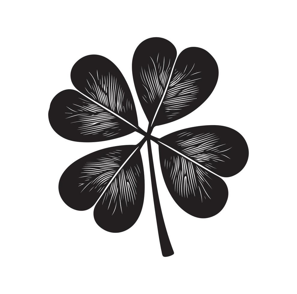 Four leaf clover icon illustration Black icon isolated on white background silhouette vector