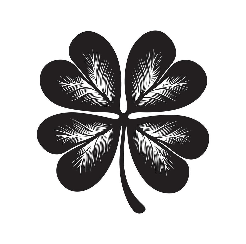 Four leaf clover icon illustration Black icon isolated on white background silhouette vector