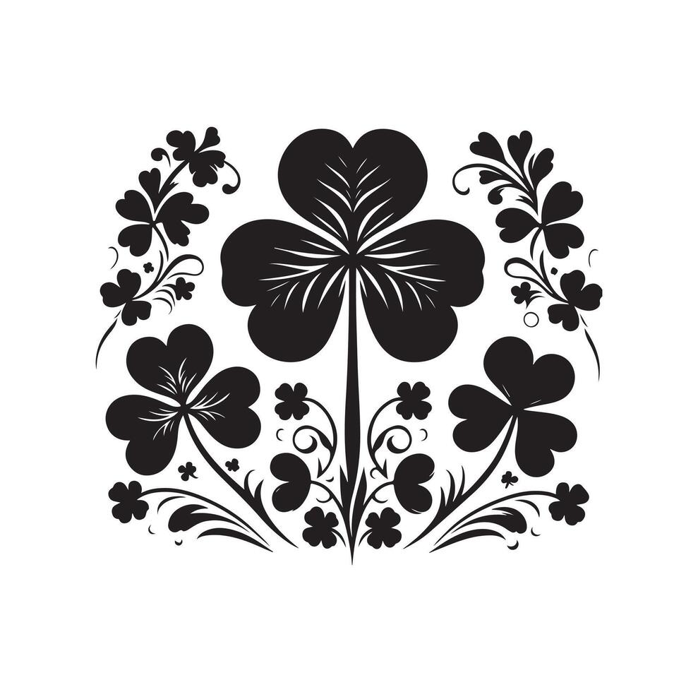 Four leaf clover icon illustration Black icon isolated on white background silhouette vector