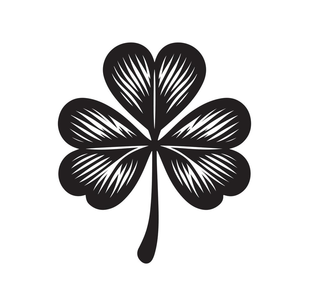 Four leaf clover icon illustration Black icon isolated on white background silhouette vector