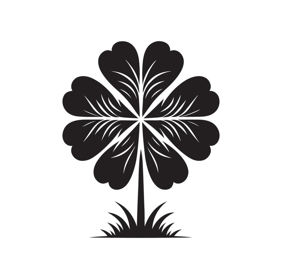 Four leaf clover icon illustration Black icon isolated on white background silhouette vector