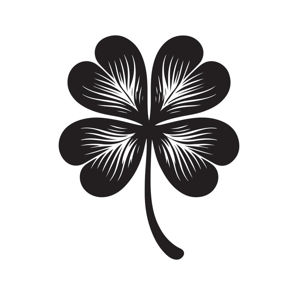 Four leaf clover icon illustration Black icon isolated on white background silhouette vector