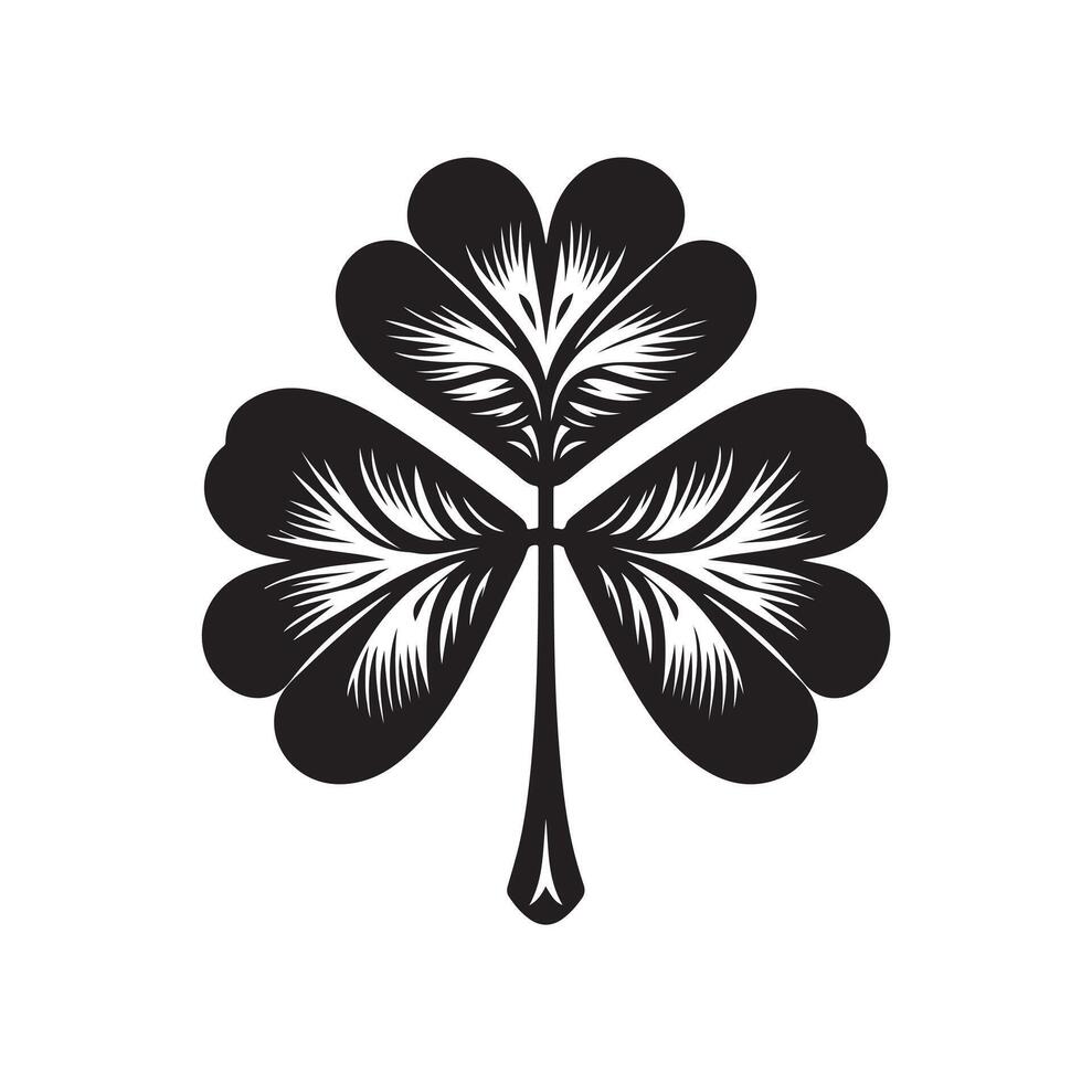 Four leaf clover icon illustration Black icon isolated on white background silhouette vector