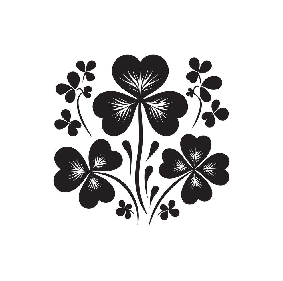 Four leaf clover icon illustration Black icon isolated on white background silhouette vector