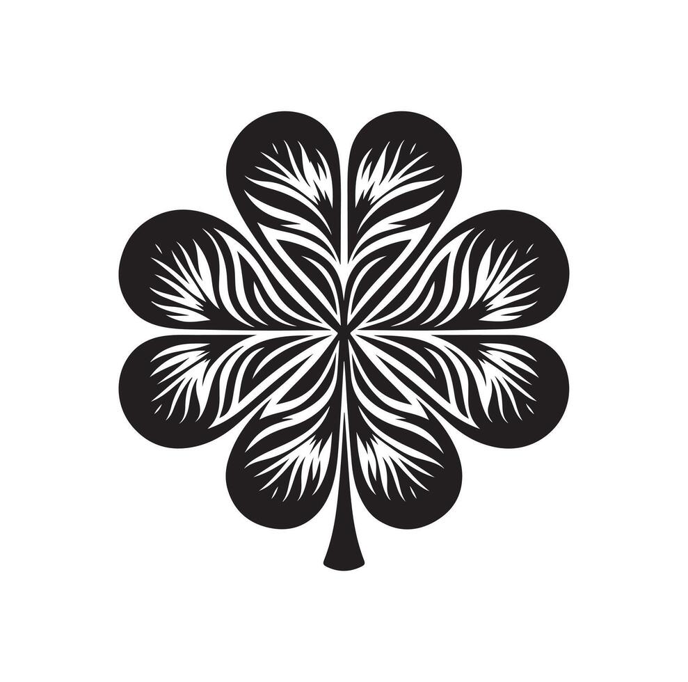 Four leaf clover icon illustration Black icon isolated on white background silhouette vector