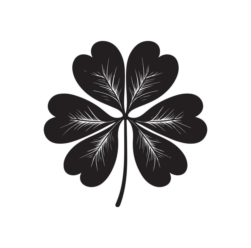 Four leaf clover icon illustration Black icon isolated on white background silhouette vector