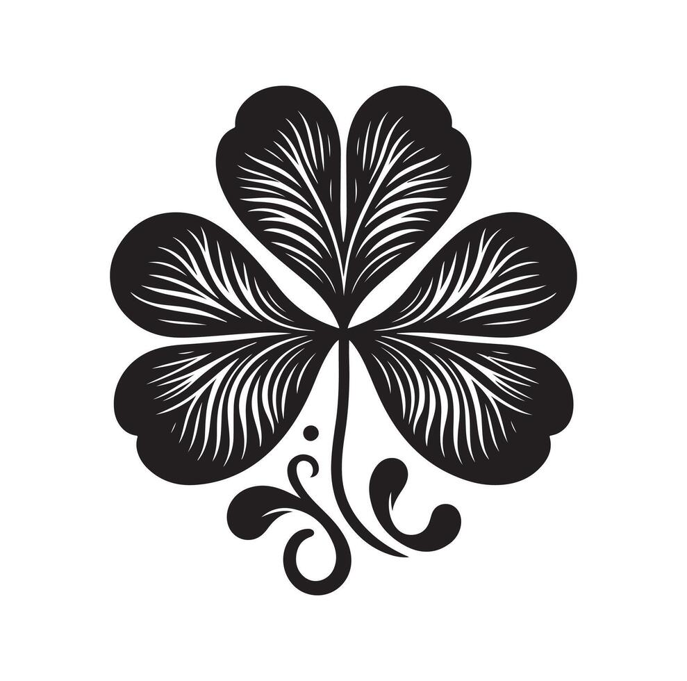 Four leaf clover icon illustration Black icon isolated on white background silhouette vector