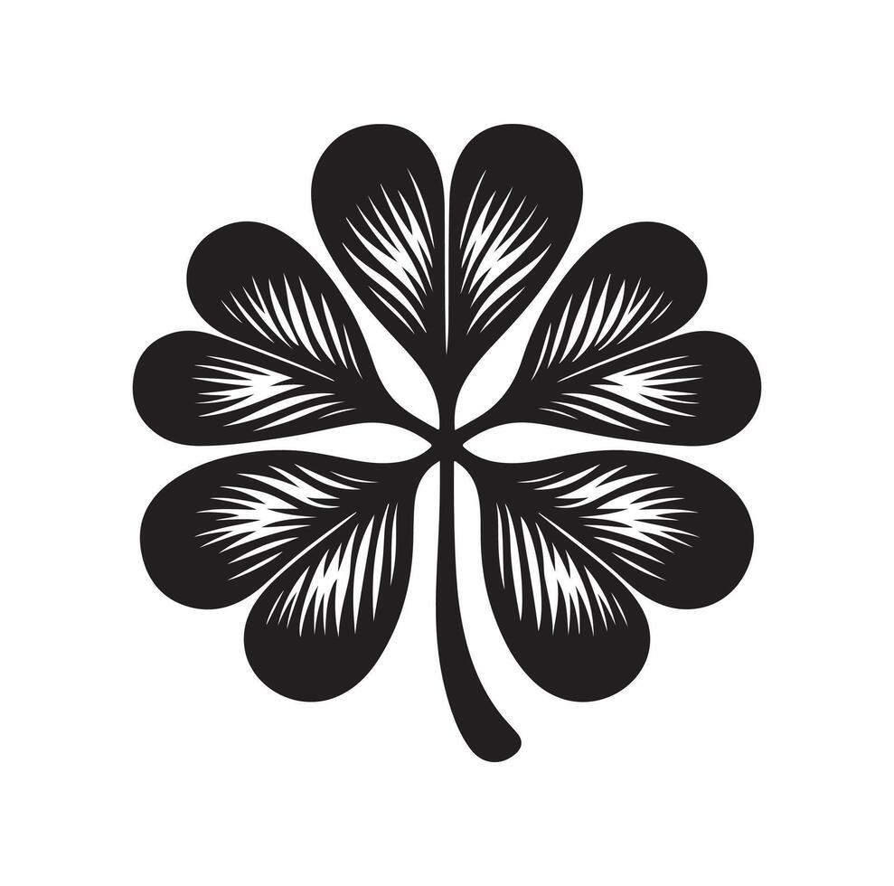 Four leaf clover icon illustration Black icon isolated on white background silhouette vector