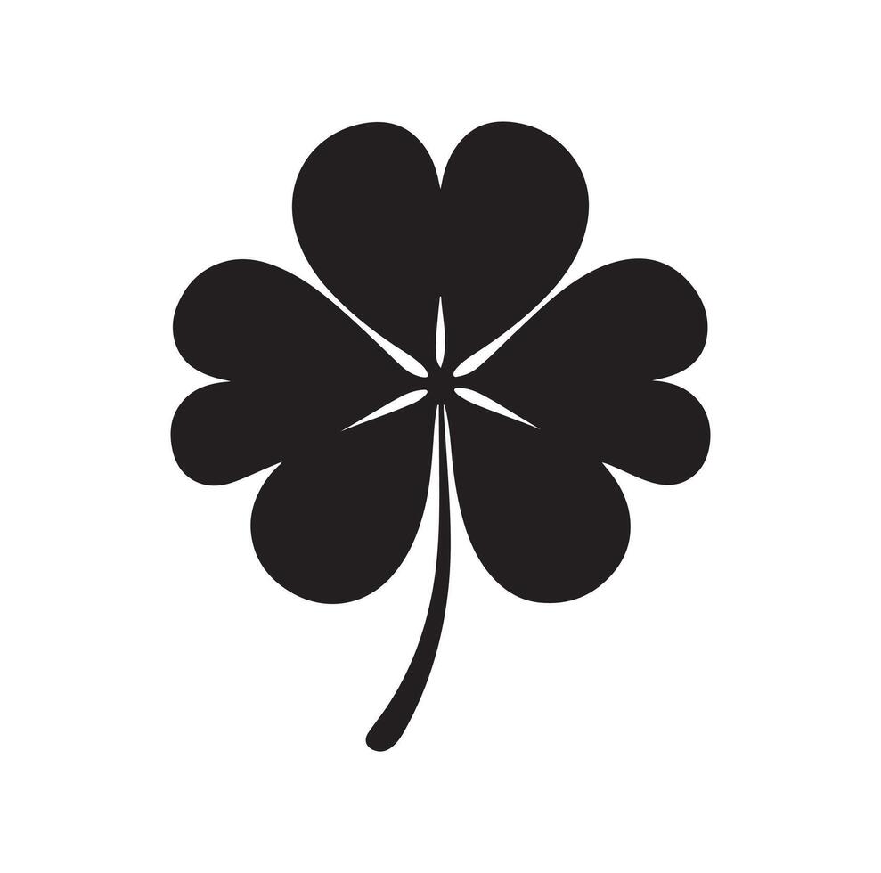 Four leaf clover icon illustration Black icon isolated on white background silhouette vector