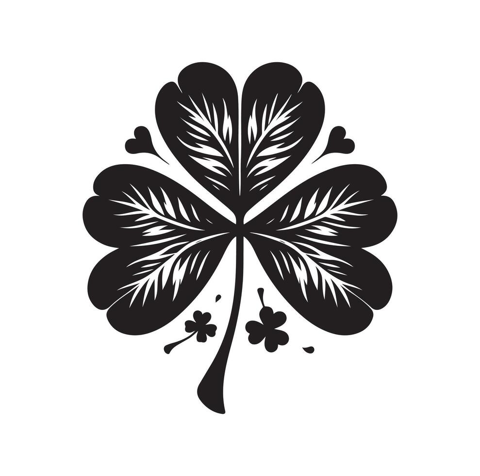 Four leaf clover icon illustration Black icon isolated on white background silhouette vector