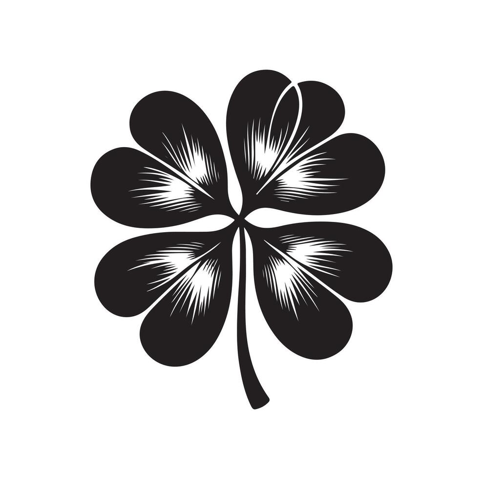 Four leaf clover icon illustration Black icon isolated on white background silhouette vector