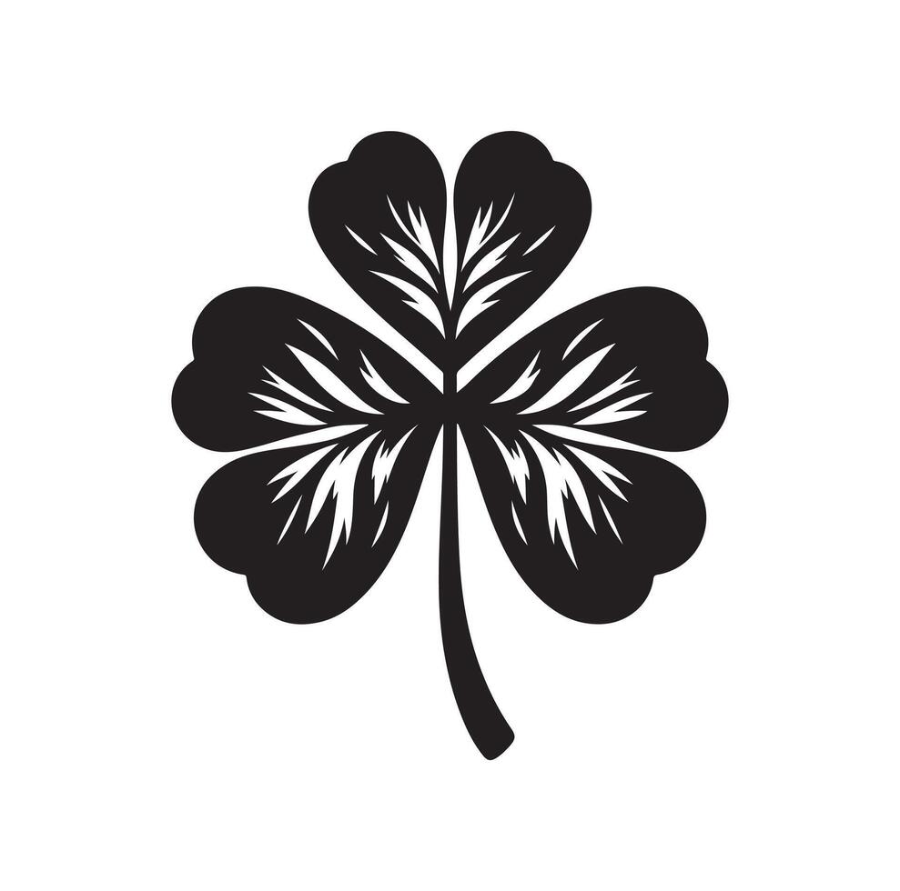 Four leaf clover icon illustration Black icon isolated on white background silhouette vector