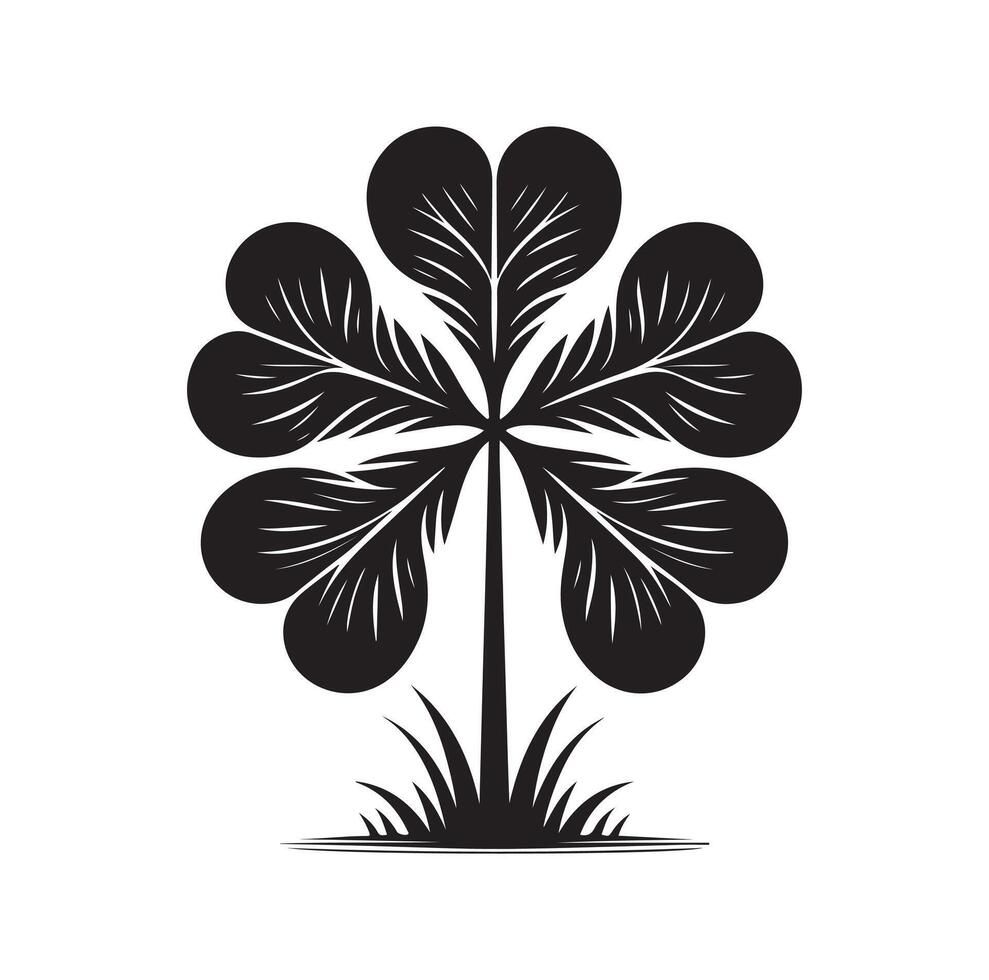 Four leaf clover icon illustration Black icon isolated on white background silhouette vector