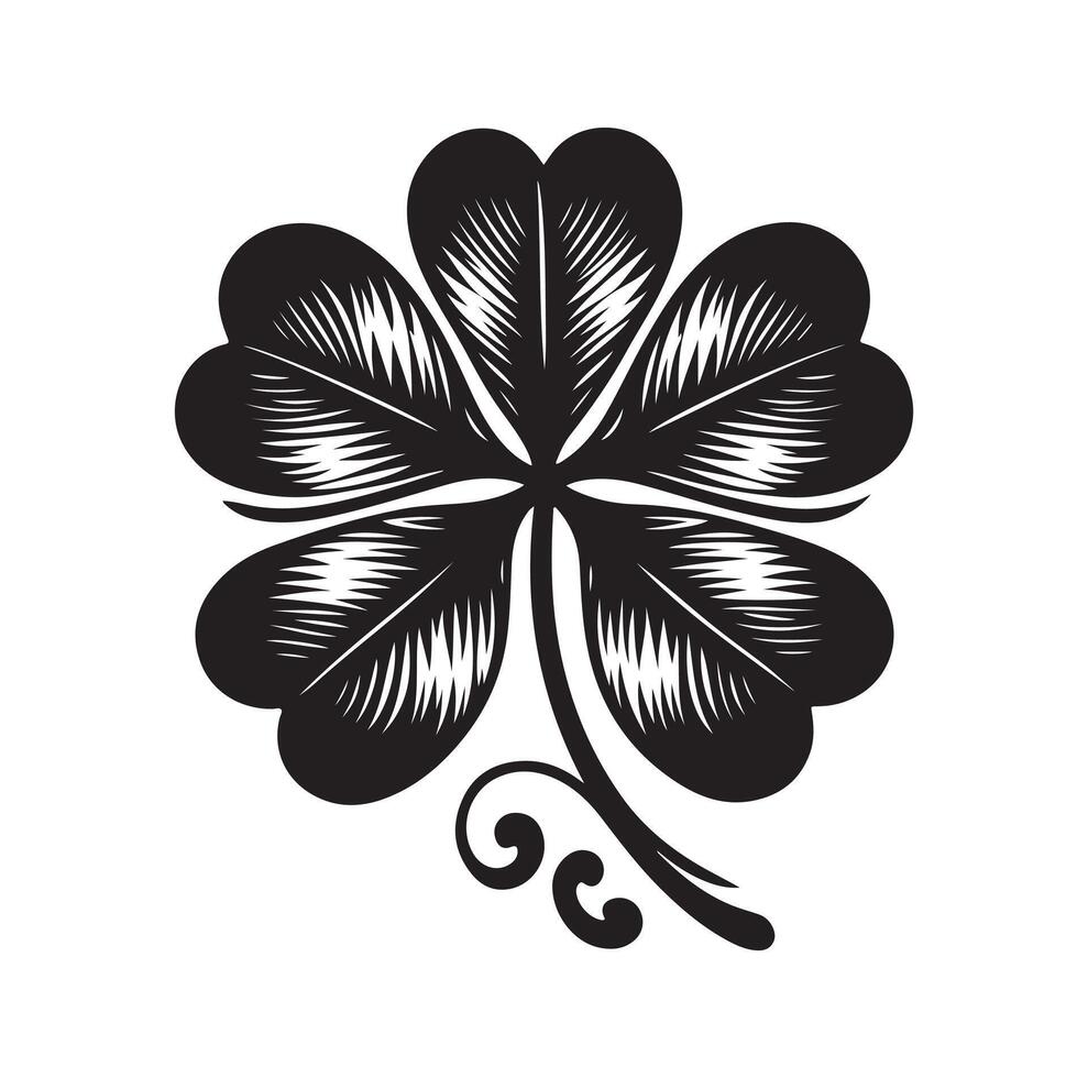 Four leaf clover icon illustration Black icon isolated on white background silhouette vector