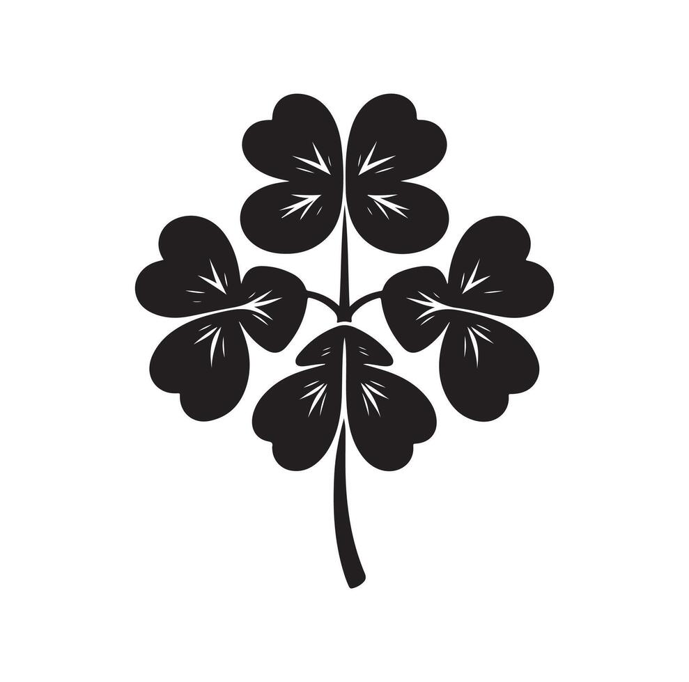 Four leaf clover icon illustration Black icon isolated on white background silhouette vector