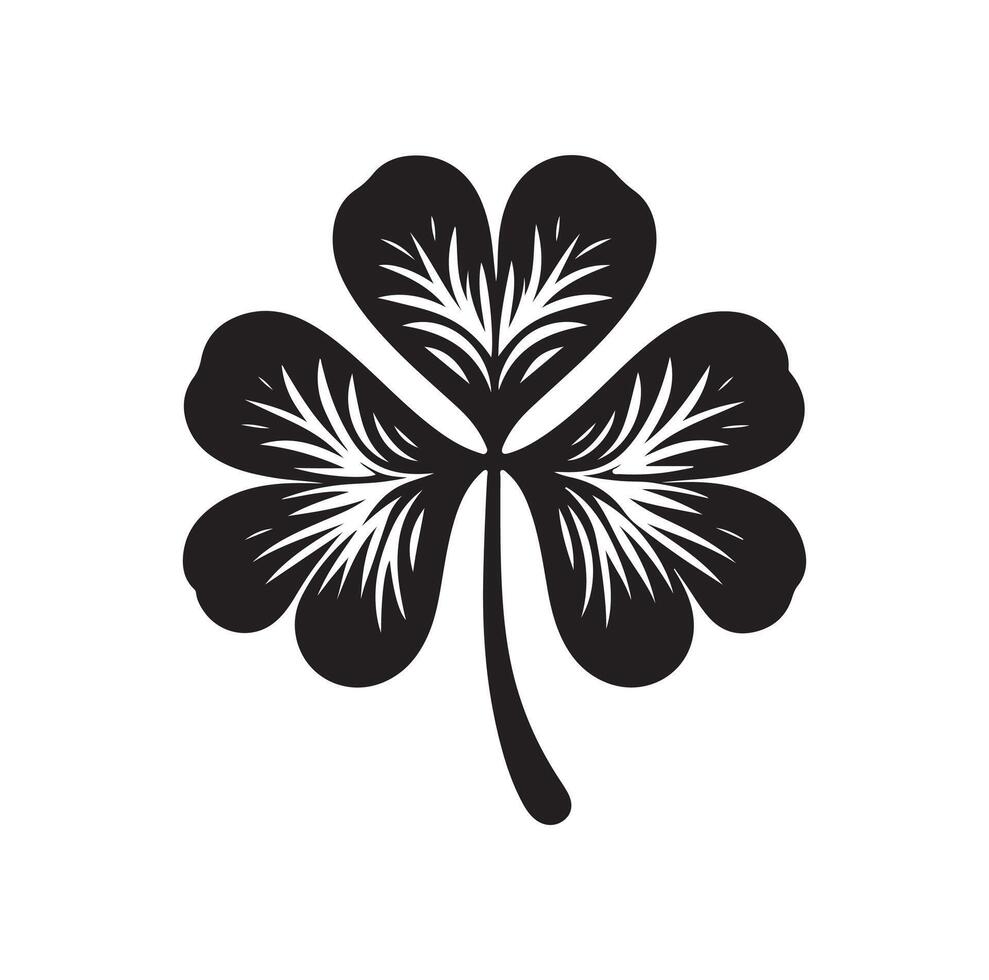 Four leaf clover icon illustration Black icon isolated on white background silhouette vector