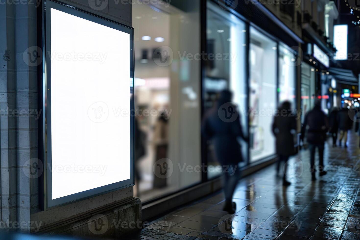 A white sign is hanging on a building photo