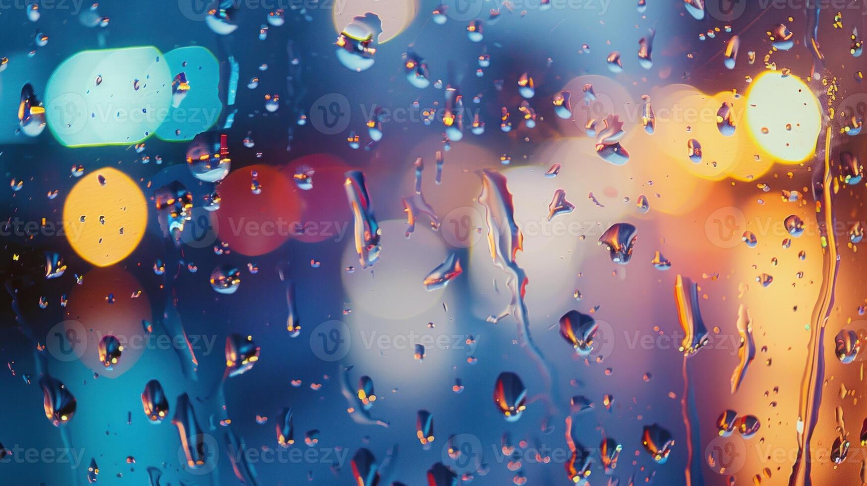 A blurry image of raindrops on a window photo
