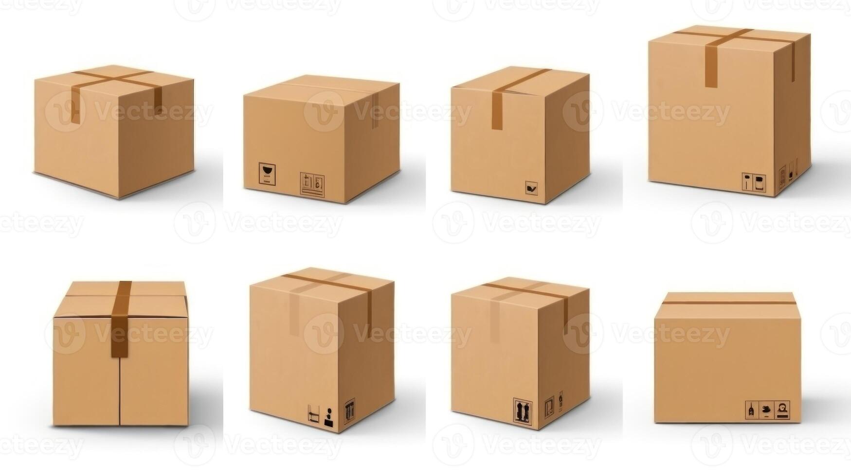 A set of cardboard boxes with different sizes and shapes photo