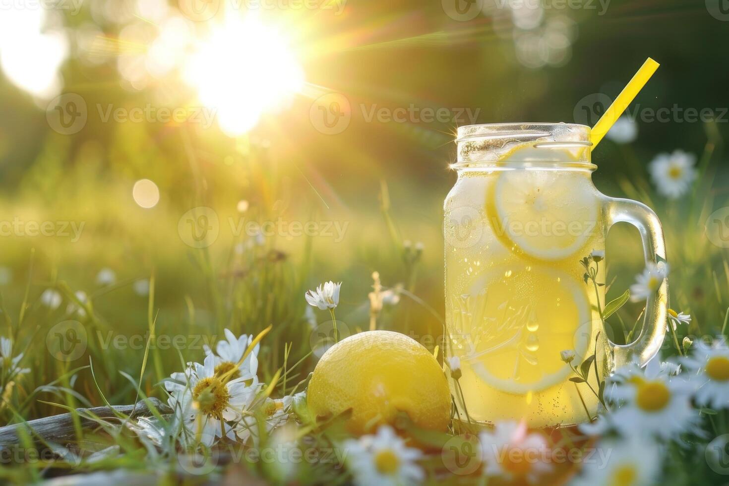 Two glasses of lemonade with a slice of lemon in each photo