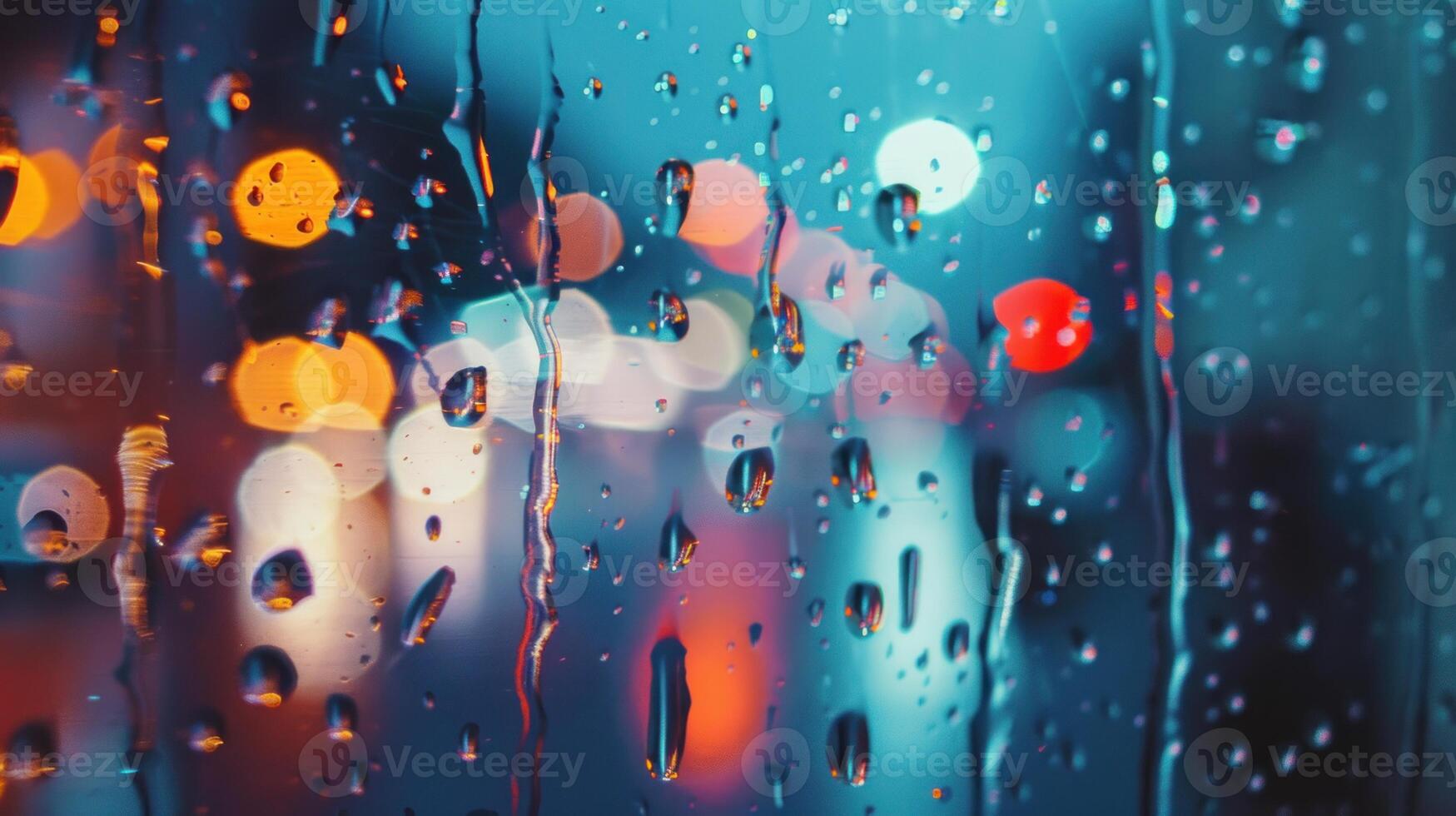 A blurry image of raindrops on a window photo
