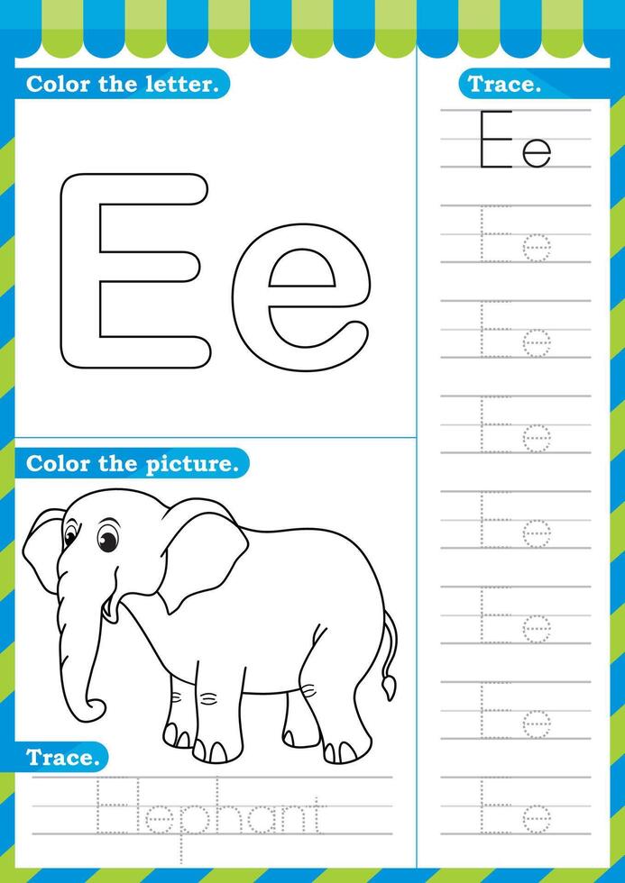 A to Z English worksheet trace alphabet design for handwriting A4. English worksheet vector