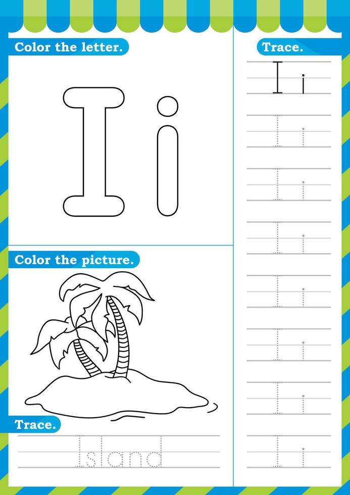 A to Z English worksheet trace alphabet design for handwriting A4. English worksheet vector