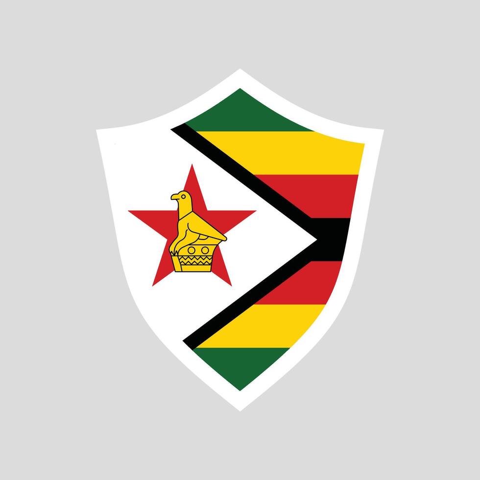 Zimbabwe Flag in Shield Shape Frame vector