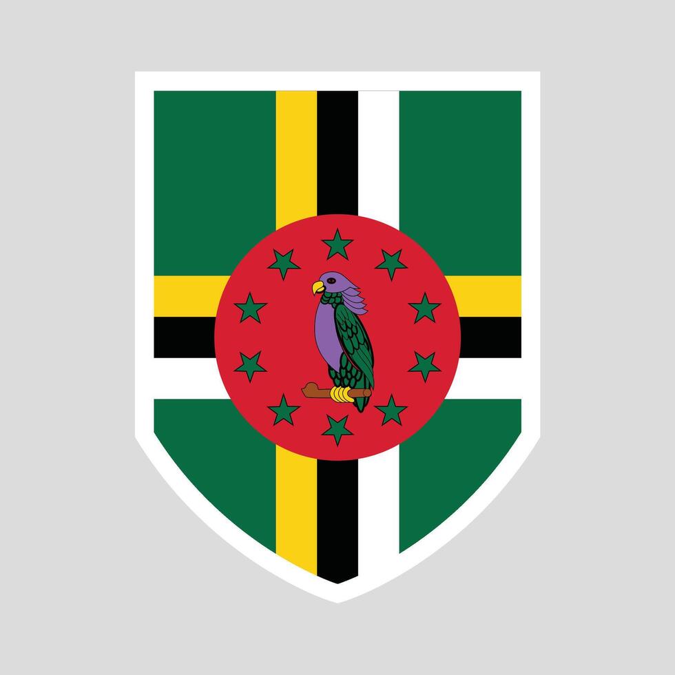 Dominica Flag in Shield Shape Frame vector