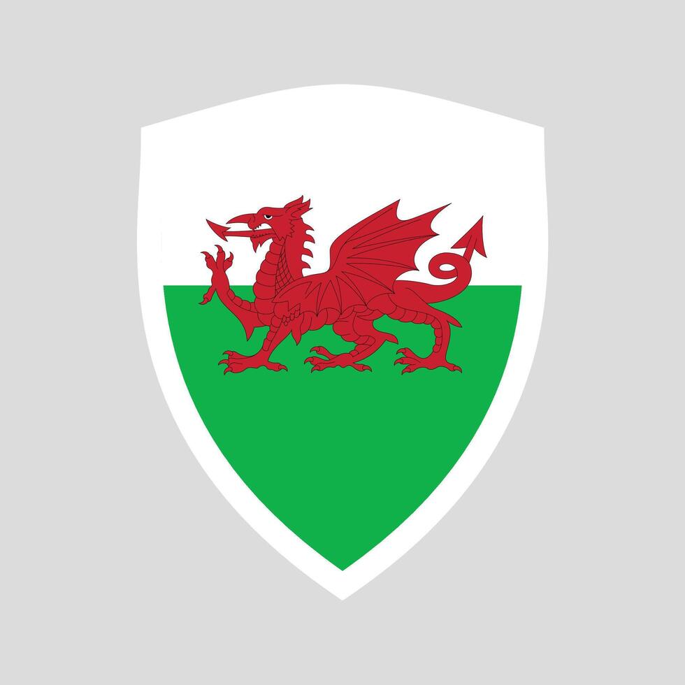 Wales Flag in Shield Shape Frame vector
