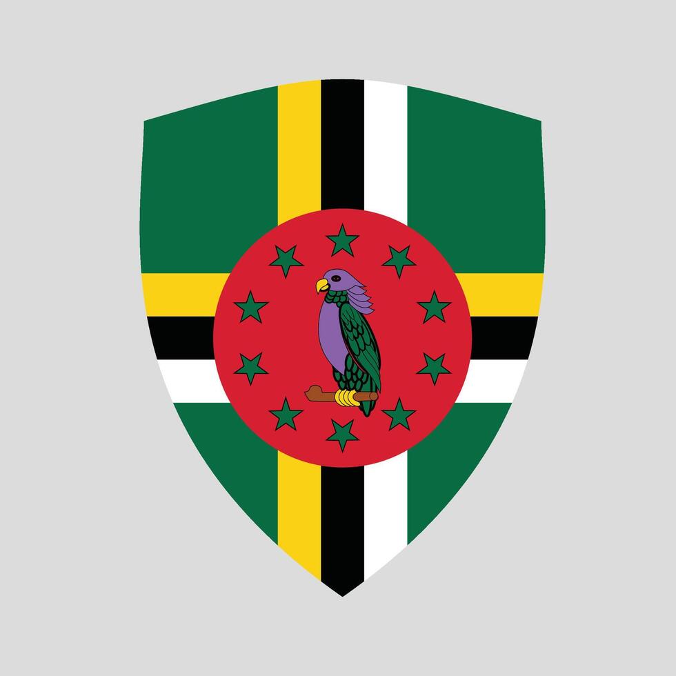 Dominica Flag in Shield Shape Frame vector