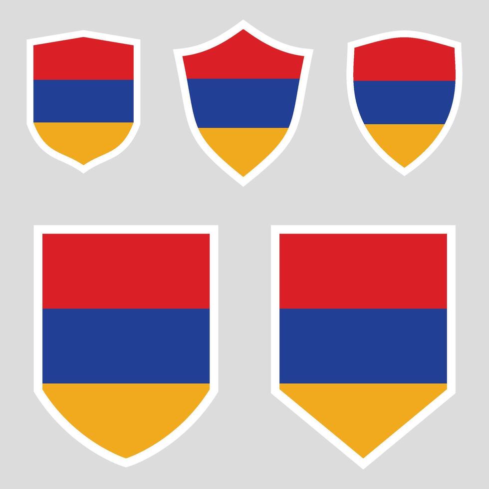 Set of Armenia flag in Shield Shape vector