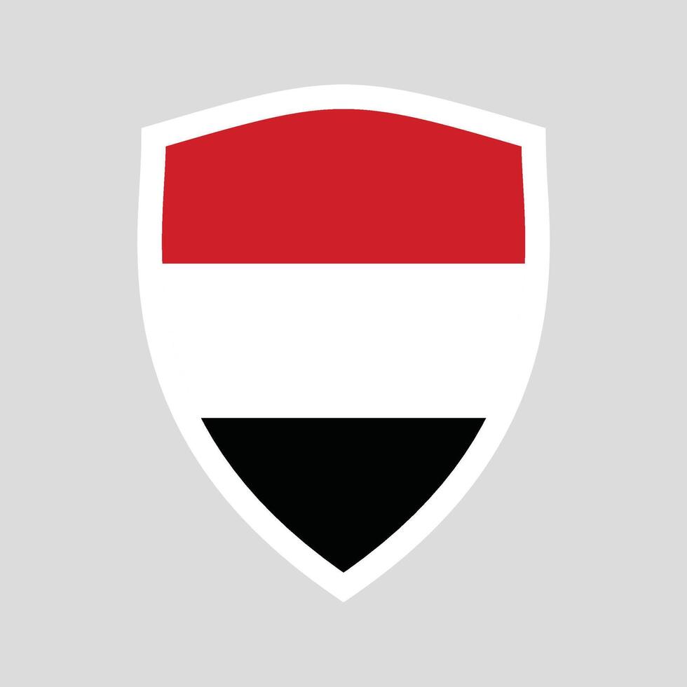 Yemen Flag in Shield Shape Frame vector