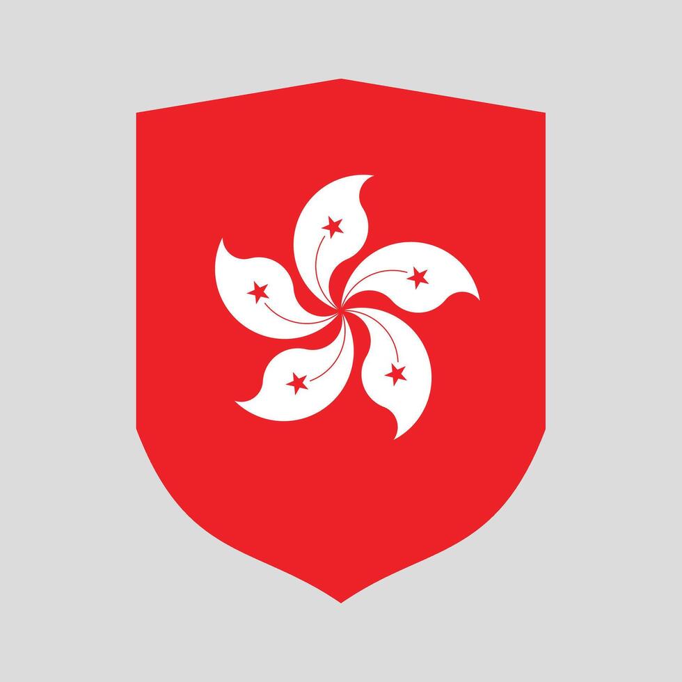 Hong Kong Flag in Shield Shape Frame vector